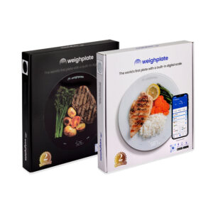 Weighplate smart plate with built-in scale tracking calories and macros in real time